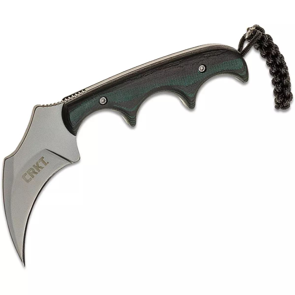 CRKT (Columbia River Knife) Keramin 5Cr15MoV Bead Blast Plain Blade Fixed Blade Knife with Sheath Micarta Handle - Green/Black