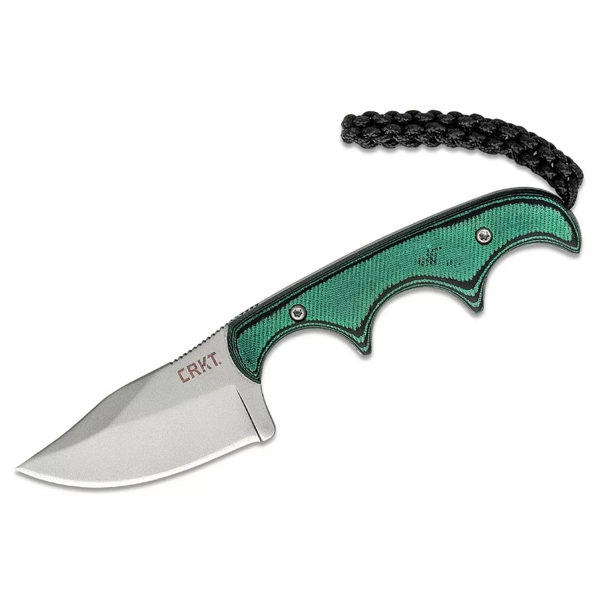 CRKT (Columbia River Knife) Minimalist Bowie 5Cr15MoV Bead Blast Plain Blade Fixed Blade Knife with Sheath Micarta Handle - Green/Black