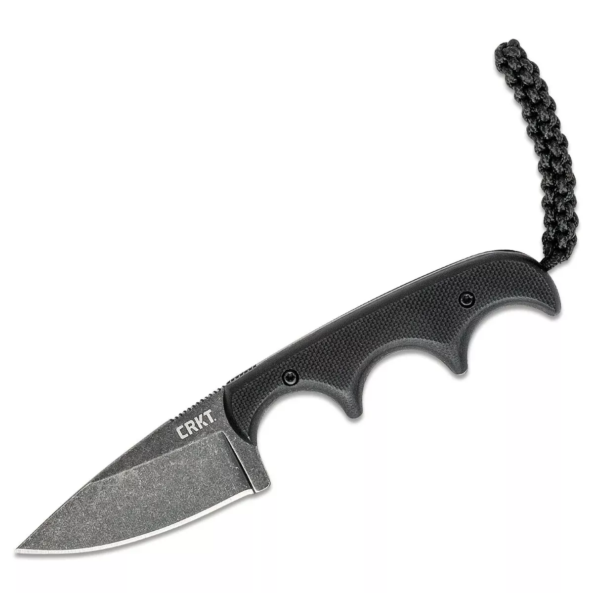 CRKT (Columbia River Knife) Minimalist Drop Point 5Cr15MoV Stonewash Plain Blade Fixed Blade Knife with Sheath G10 Handle - Black