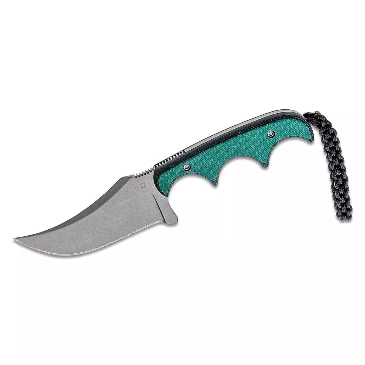 CRKT (Columbia River Knife) Minimalist Persian 8Cr13MoV Bead Blast Plain Blade Fixed Blade Knife with Sheath Micarta Handle - Green