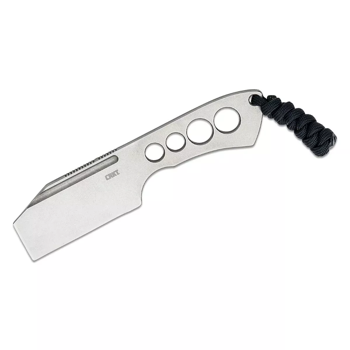 CRKT (Columbia River Knife) Razel Chisel 8Cr13MoV Stonewash Plain Blade Fixed Blade Knife with Sheath Stainless Steel Handle - Silver