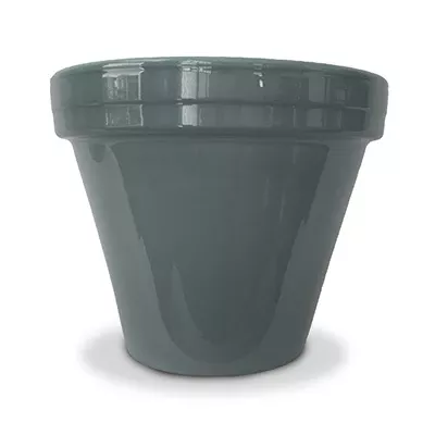 Flower Pot, Gray Ceramic, 6.5 X 5.5-in.
