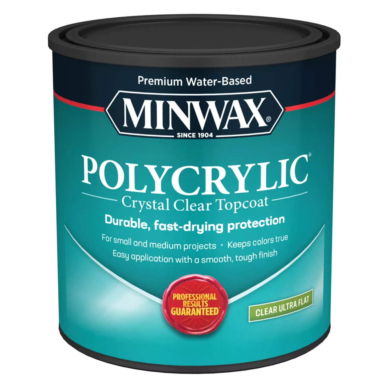 Polycrylic Protective Wood Finish, Ultra Flat, Clear, 1-qt.