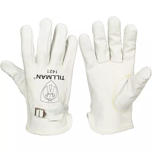 Tillman 1421 Unlined Top Grain Cowhide Drivers Gloves with Pull Strap, Medium